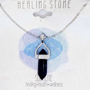 Silver Plated Sodalite Healing Stone 18" Necklace NWT